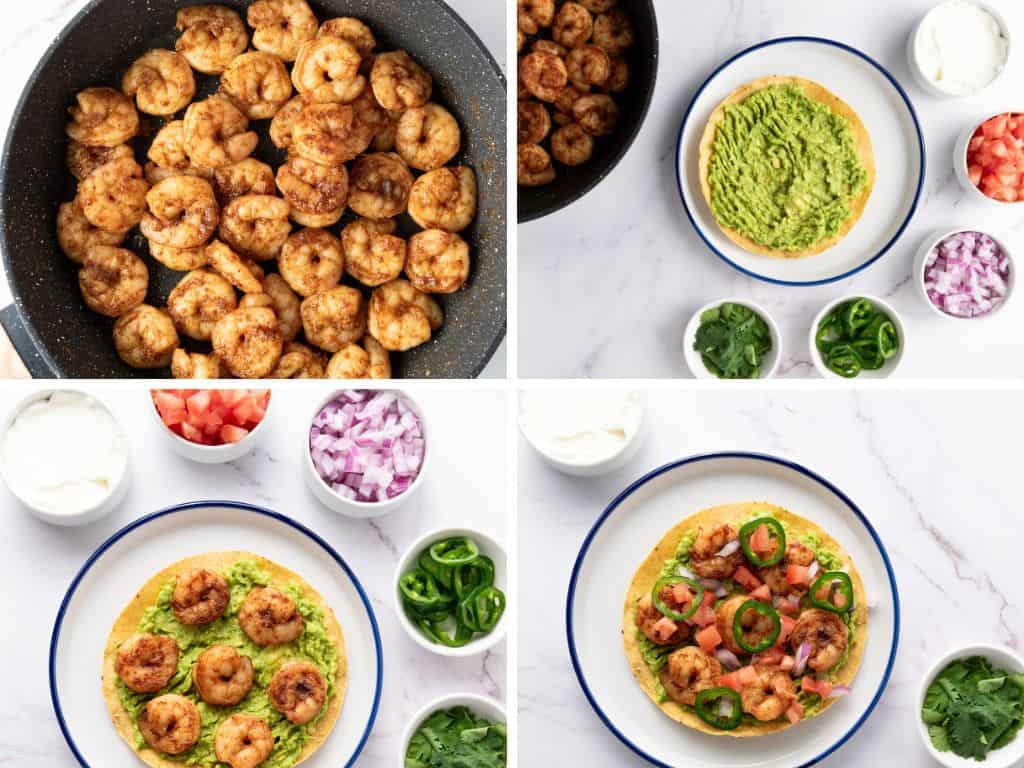 making shrimp tostadas
