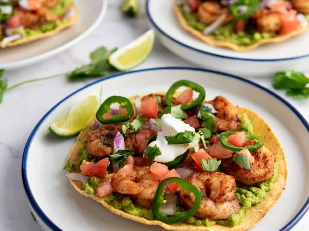 plates of shrimp tostadas