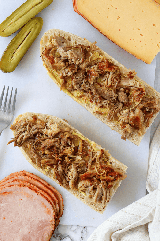 Layer of thinly sliced roast pork