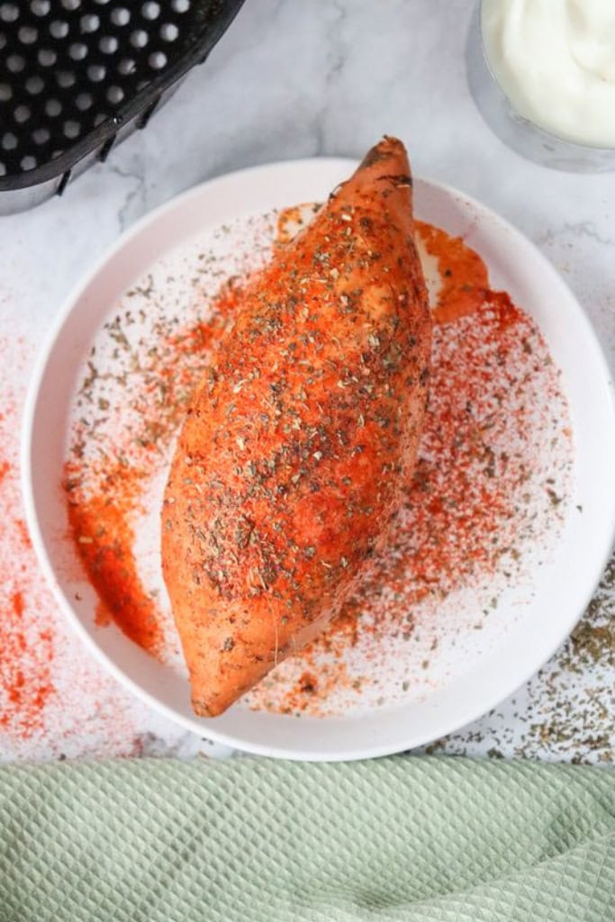 Sweet potato rubbed with seasonings