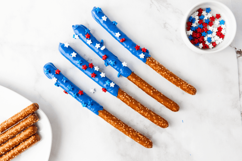 Red Pretzel Rods with Sprinkles