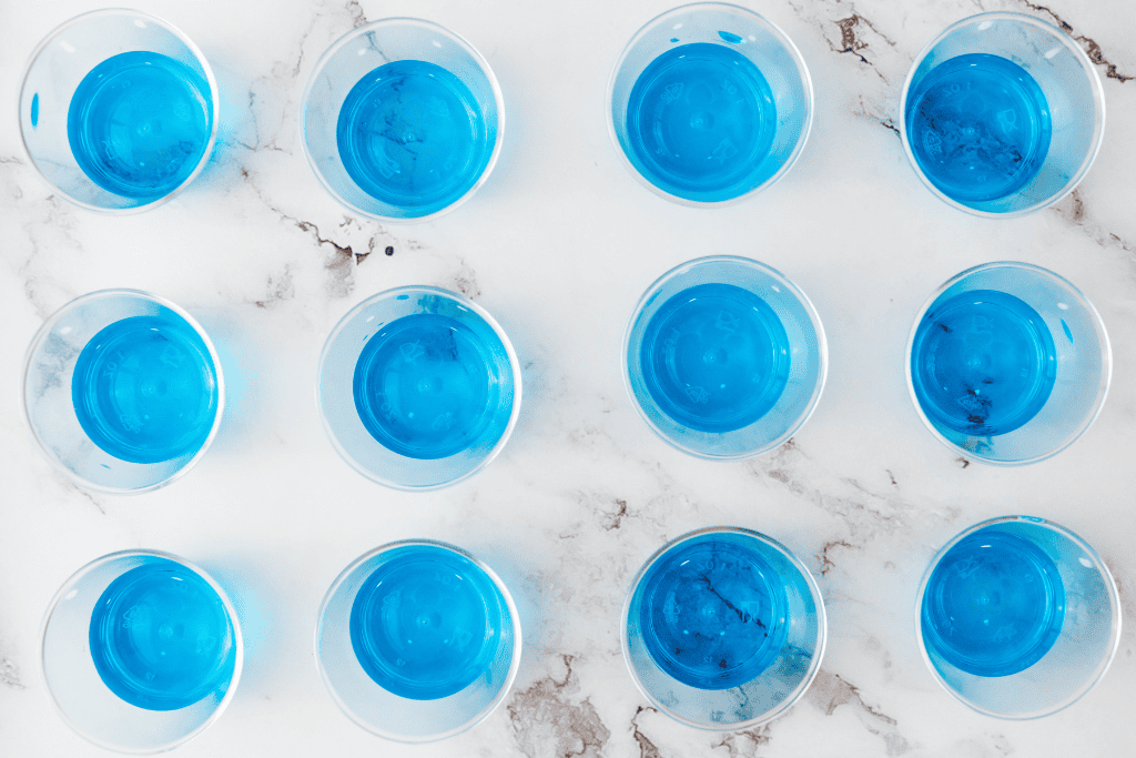 Blue layer jello shots bottom