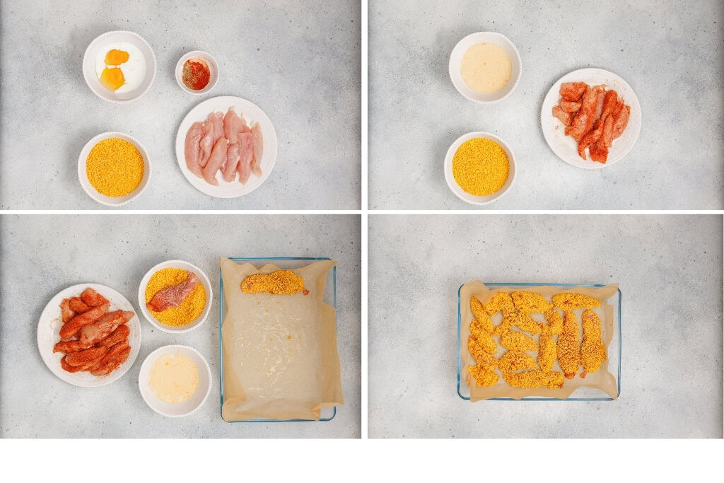 Steps on how to make Dorito Chicken Tenders