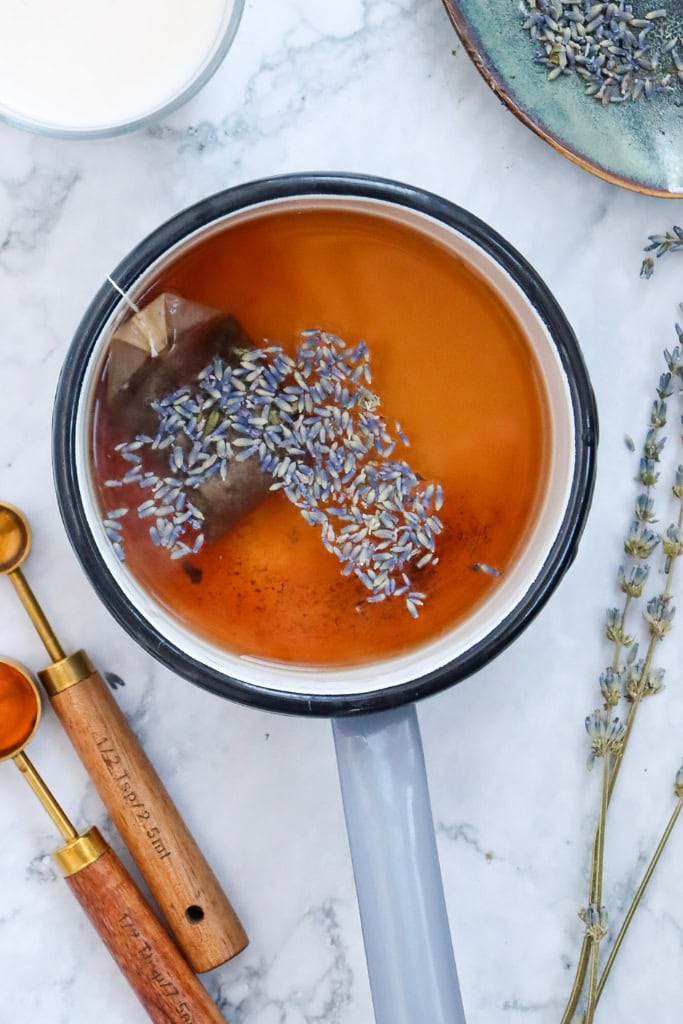 Brewing tea with lavender