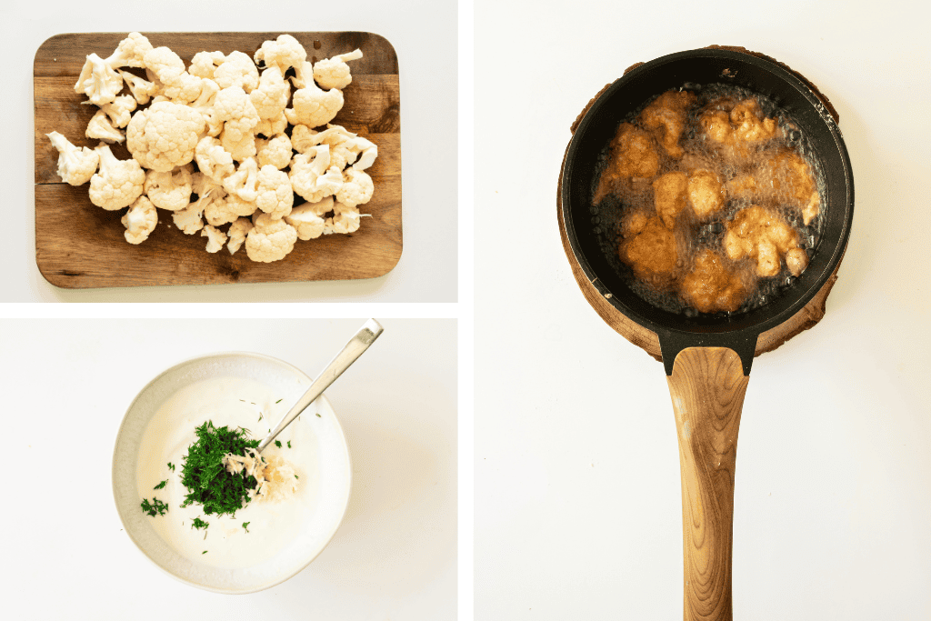 Making crispy cauliflower bites