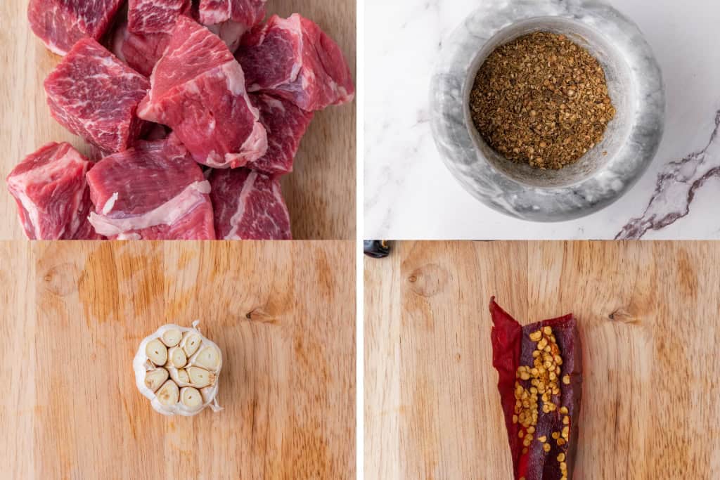 Preparing ingredients for Quesabirria Tacos