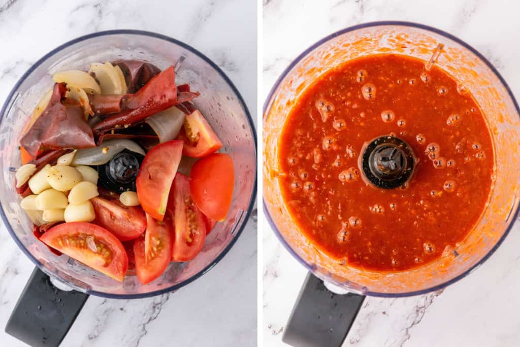 Blending ingredients for Quesabirria Tacos