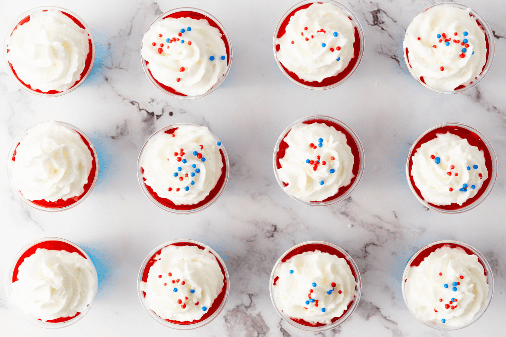 jello shots sprinkled with edible glitters on top