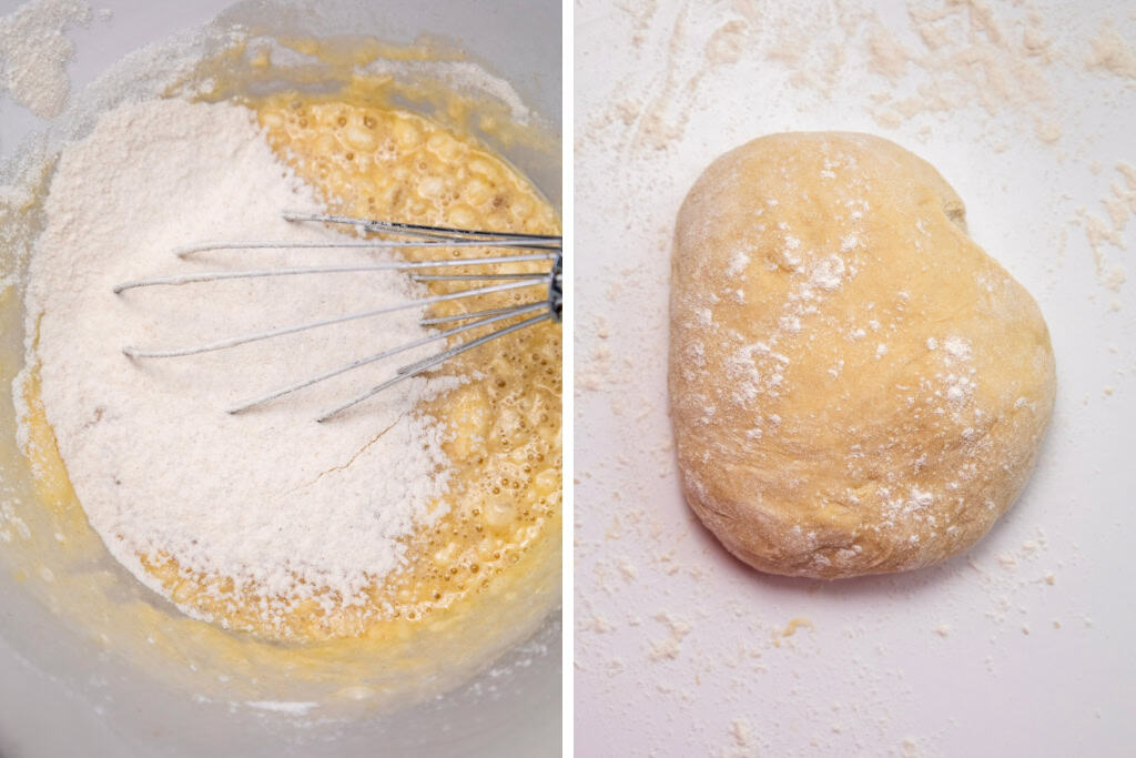 Building dough for Pumpkin Cinnamon Rolls