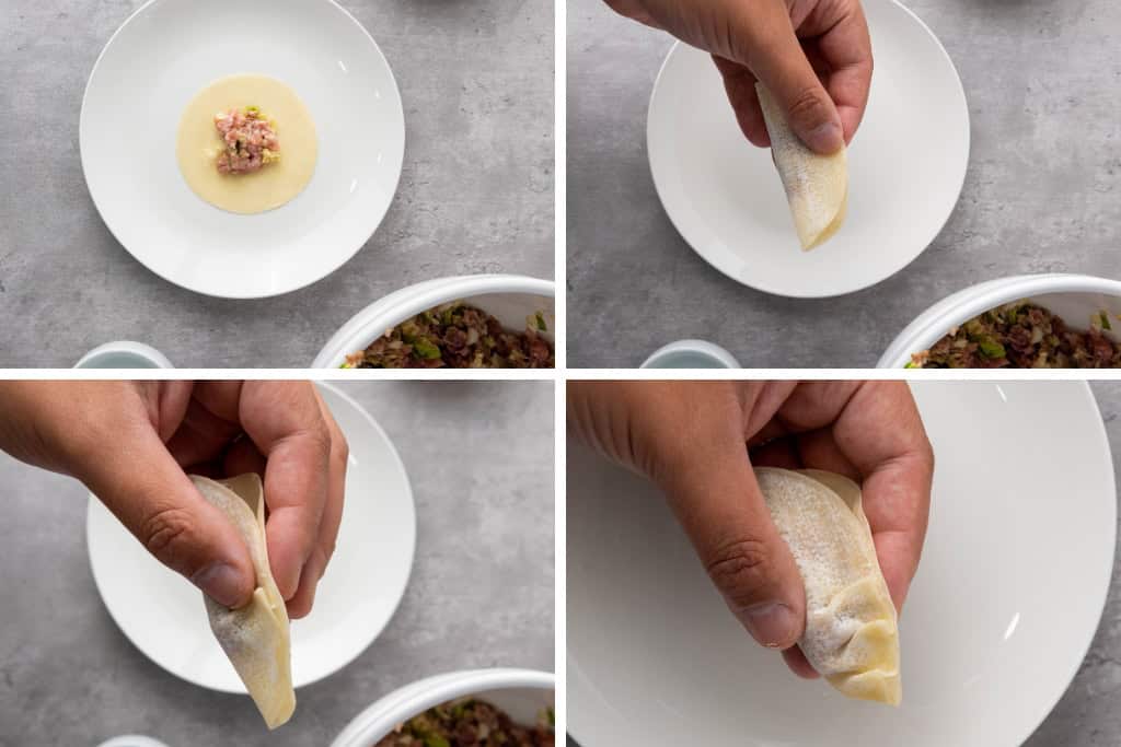 Assembling the Pan Fried Pork Dumplings