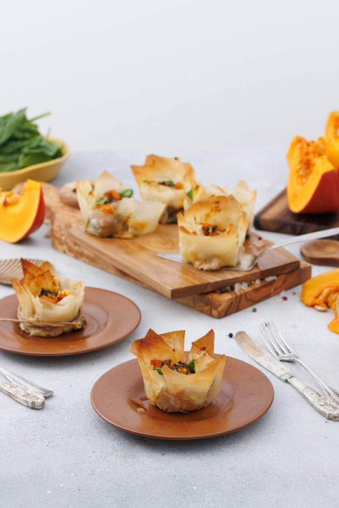 pumpkin feta pastry parcels