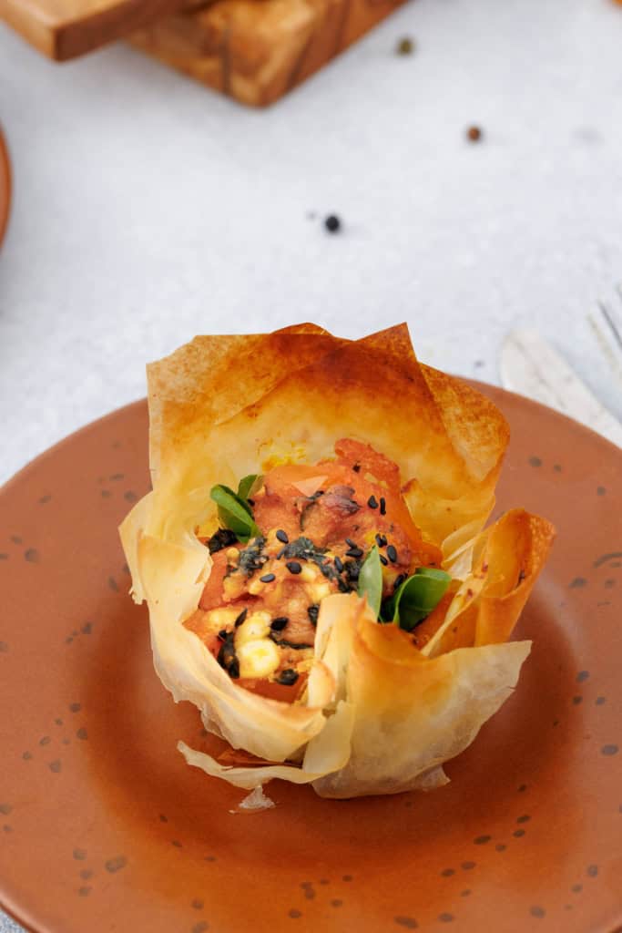 Pumpkin Feta Phyllo Cups