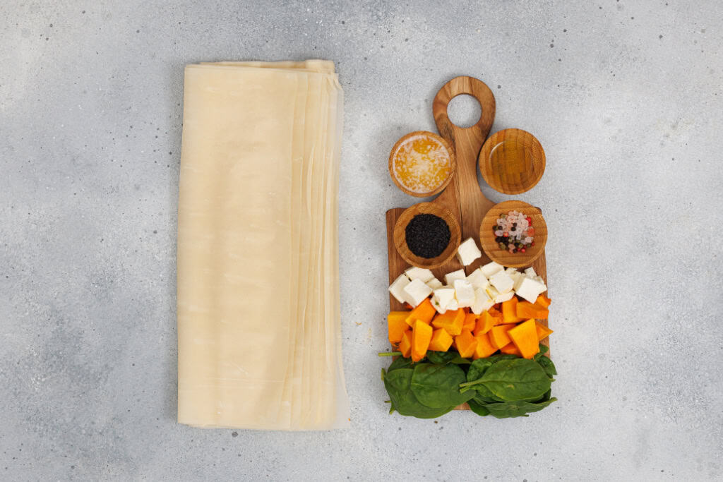 Ingredients for Pumpkin Feta Phyllo Cups