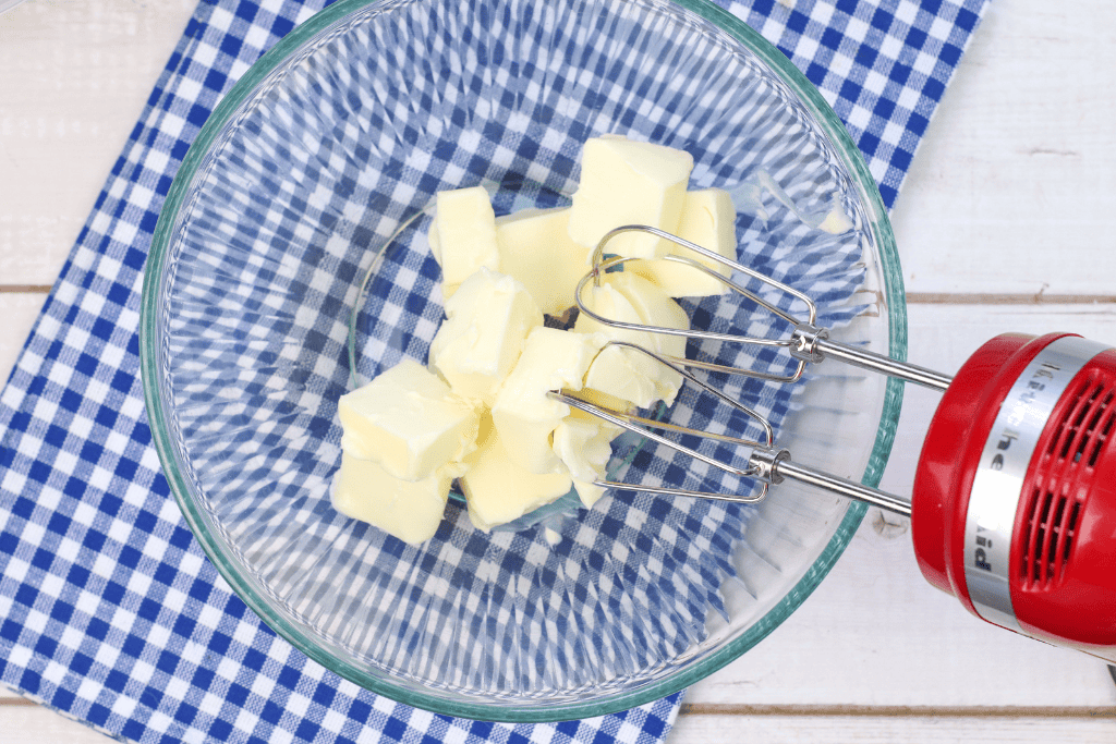 creaming the softened butter