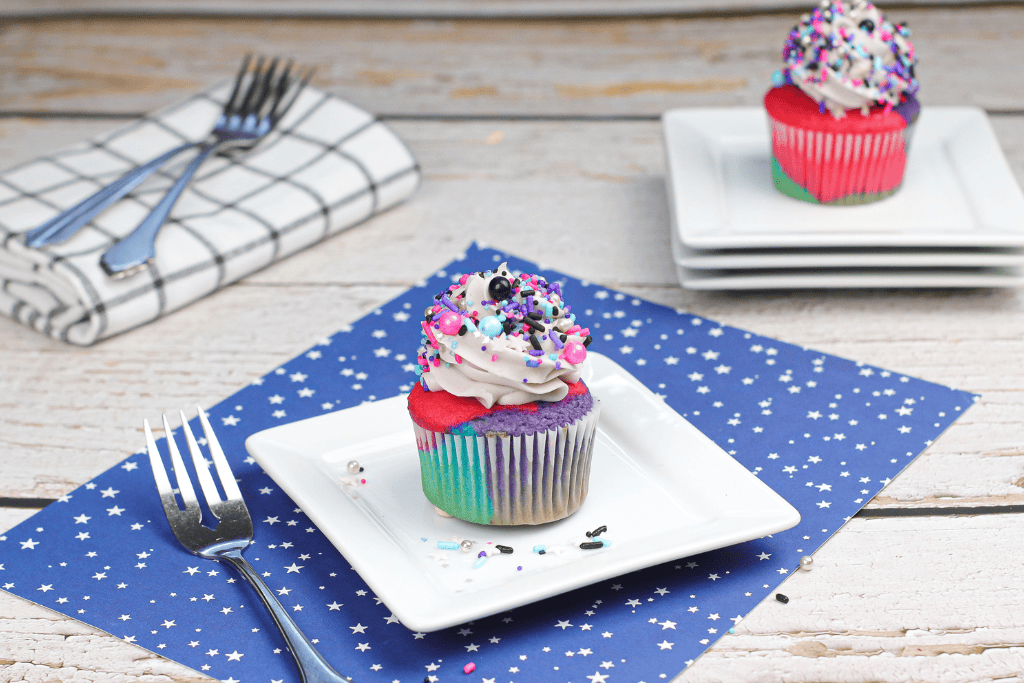 galaxy cupcakes with sprinkles