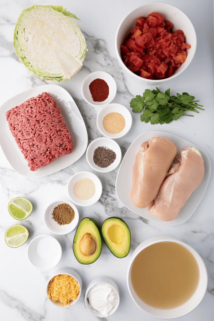 Ingredients for one pot taco soup
