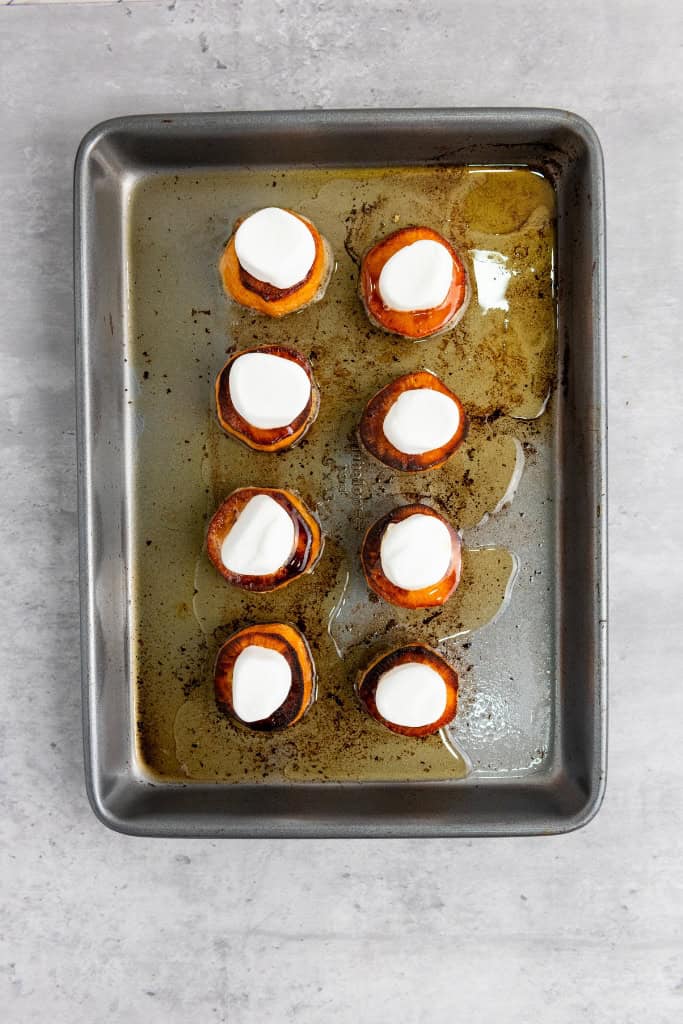 baked sweet potatoes topped with marshmallow