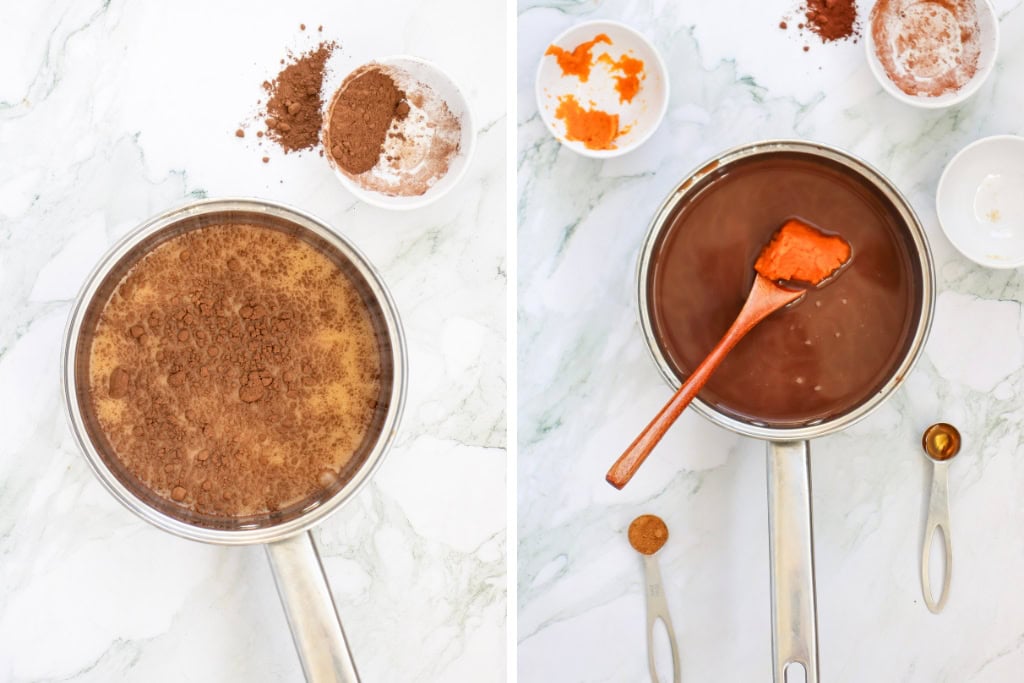 mixing together all ingredients in saucepan