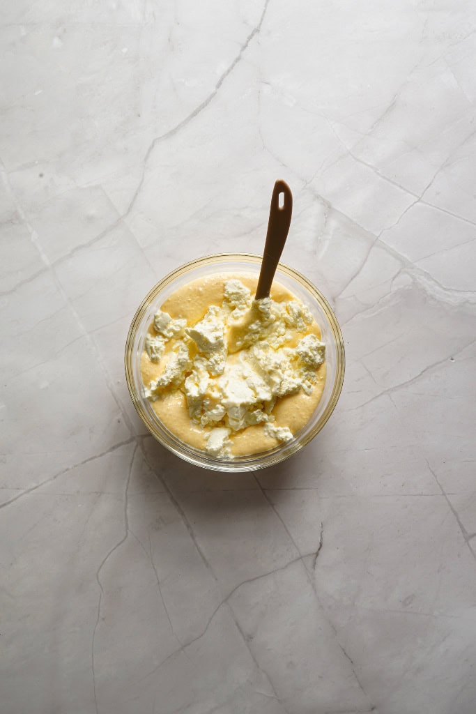 mixing in the mascarpone cheese into the mixture