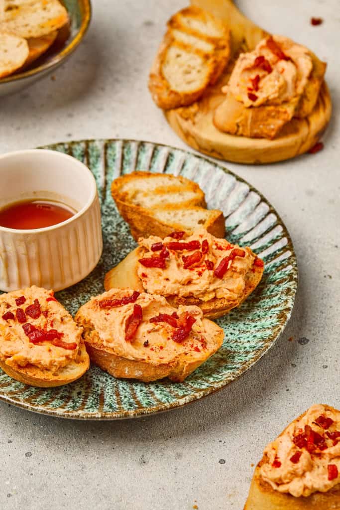 Maple Bacon Cheese Dip spread on bread