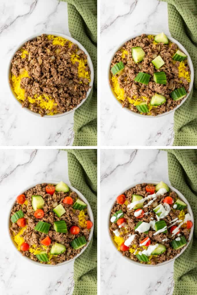 Assembling Beef Rice Bowl