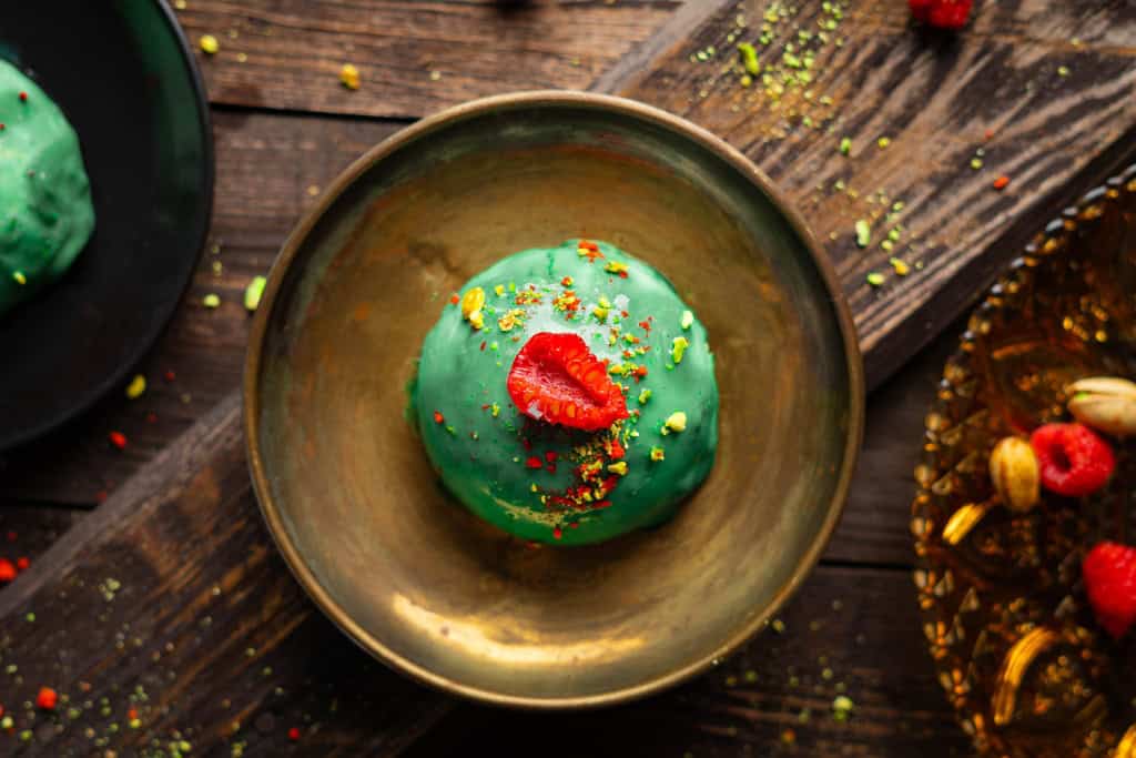 Pistachio Raspberry Mini Cheesecakes