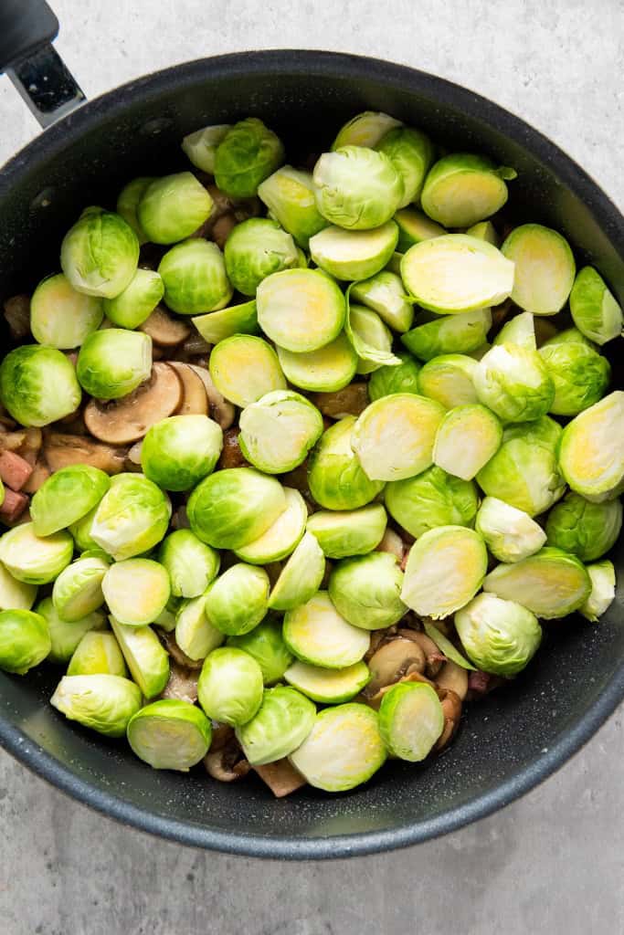 Brussels Sprouts added onto pan