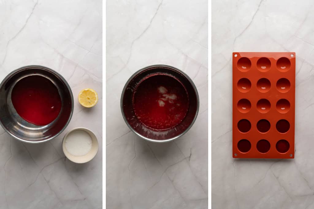making the raspberry gelee