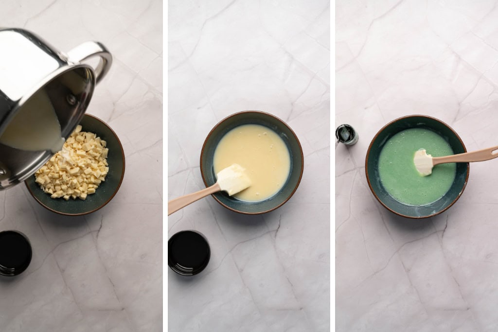 making the white chocolate glaze