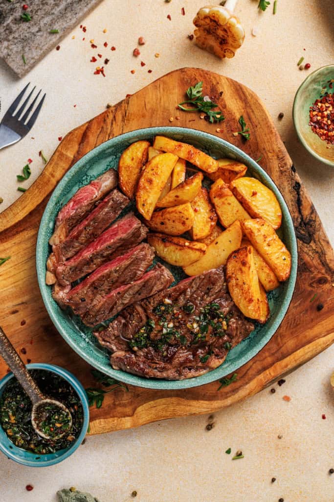 Chimichurri Steak and Garlic Fries