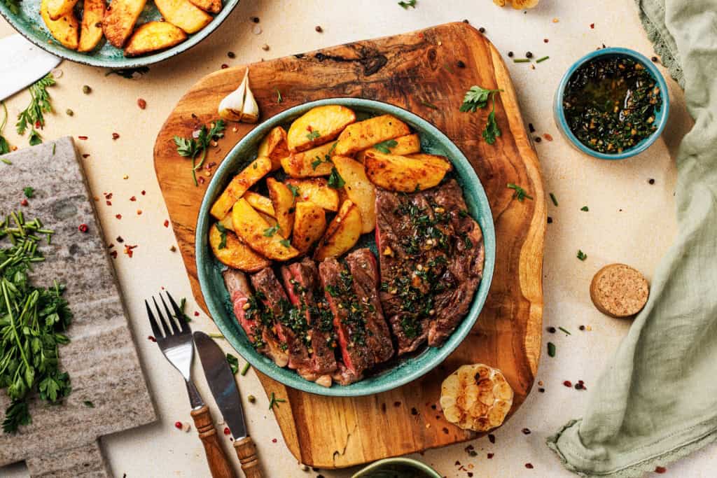 Chimichurri Steak and Garlic Fries