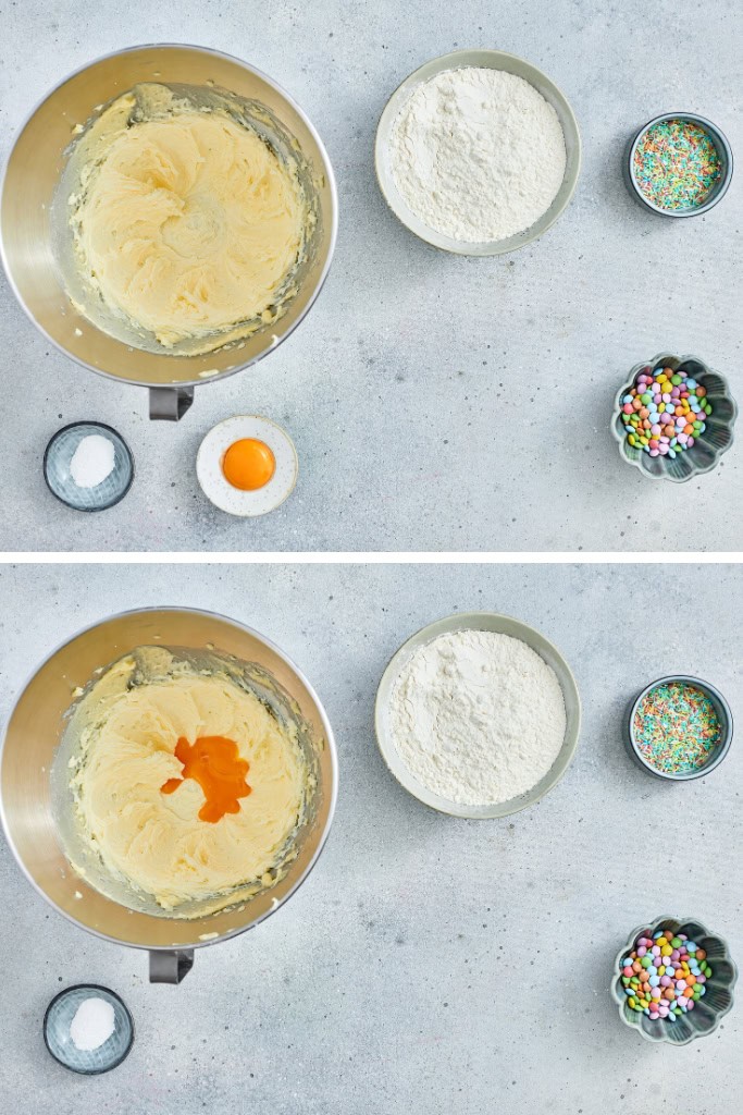 creaming the butter and sugar then adding the egg