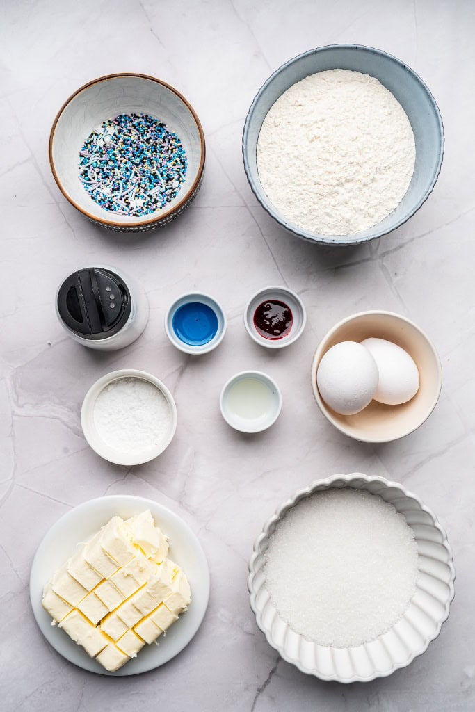 Ingredients for Patriotic Pinwheel Cookies