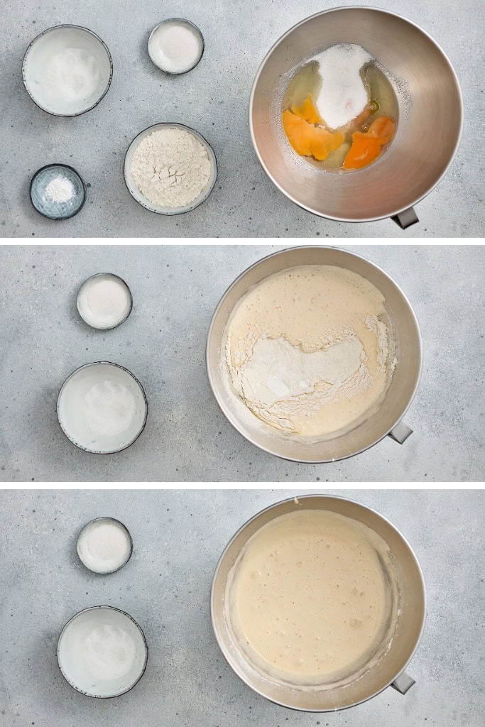 Mixing ingredients for sponge cake