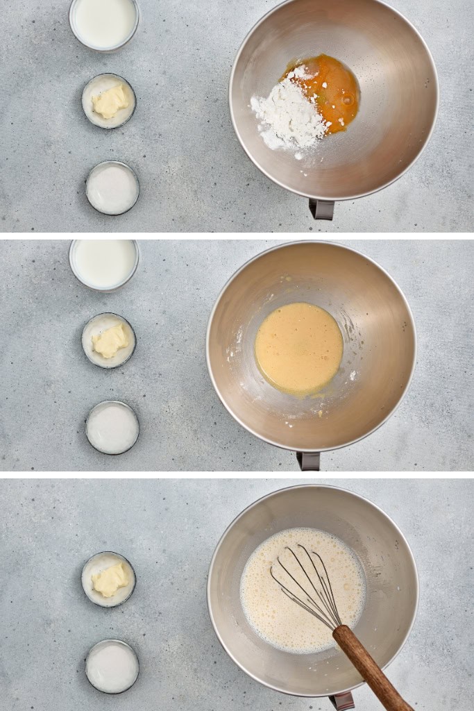 mixing ingredients for vanilla pudding