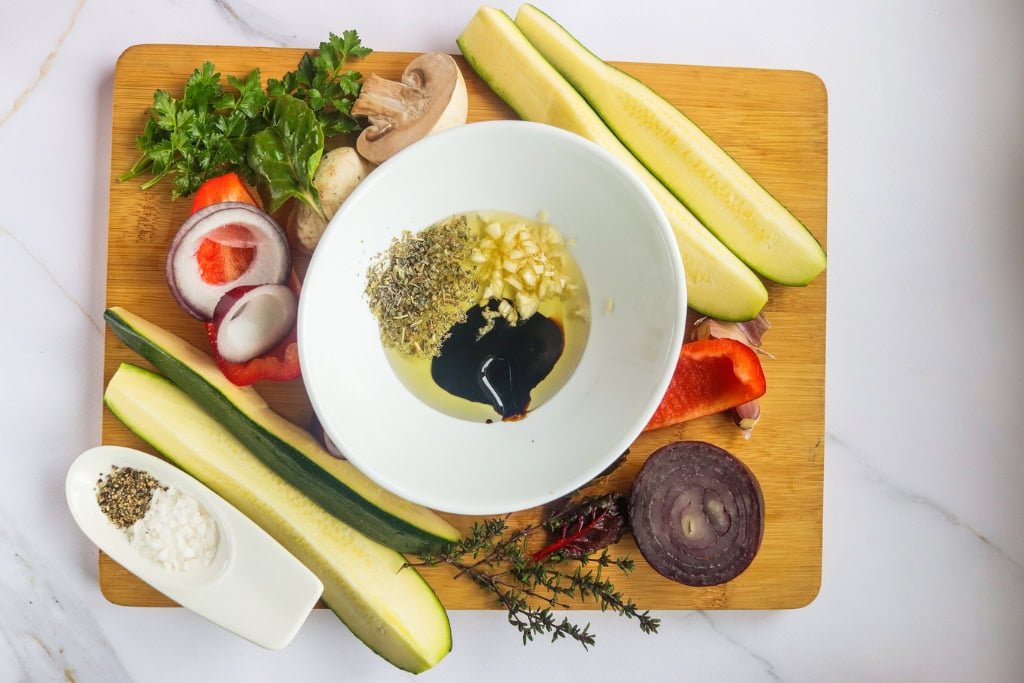 mixing together marinade ingredients