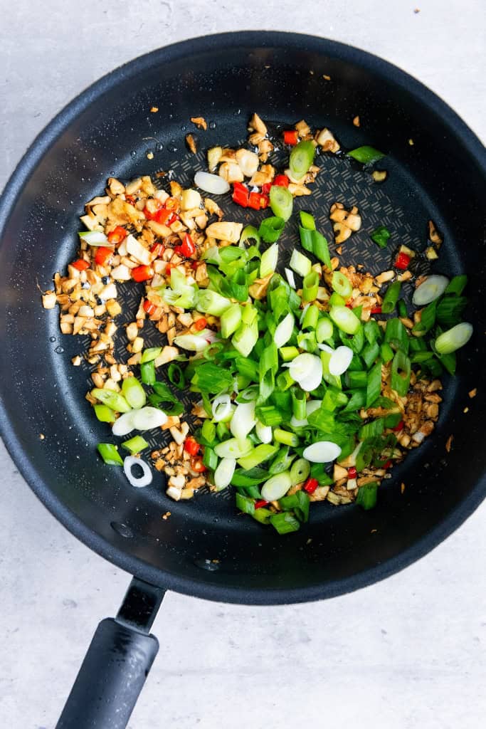 sauteing chopped aromatics