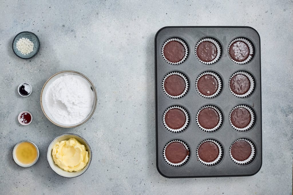 batter poured into cupcake liners