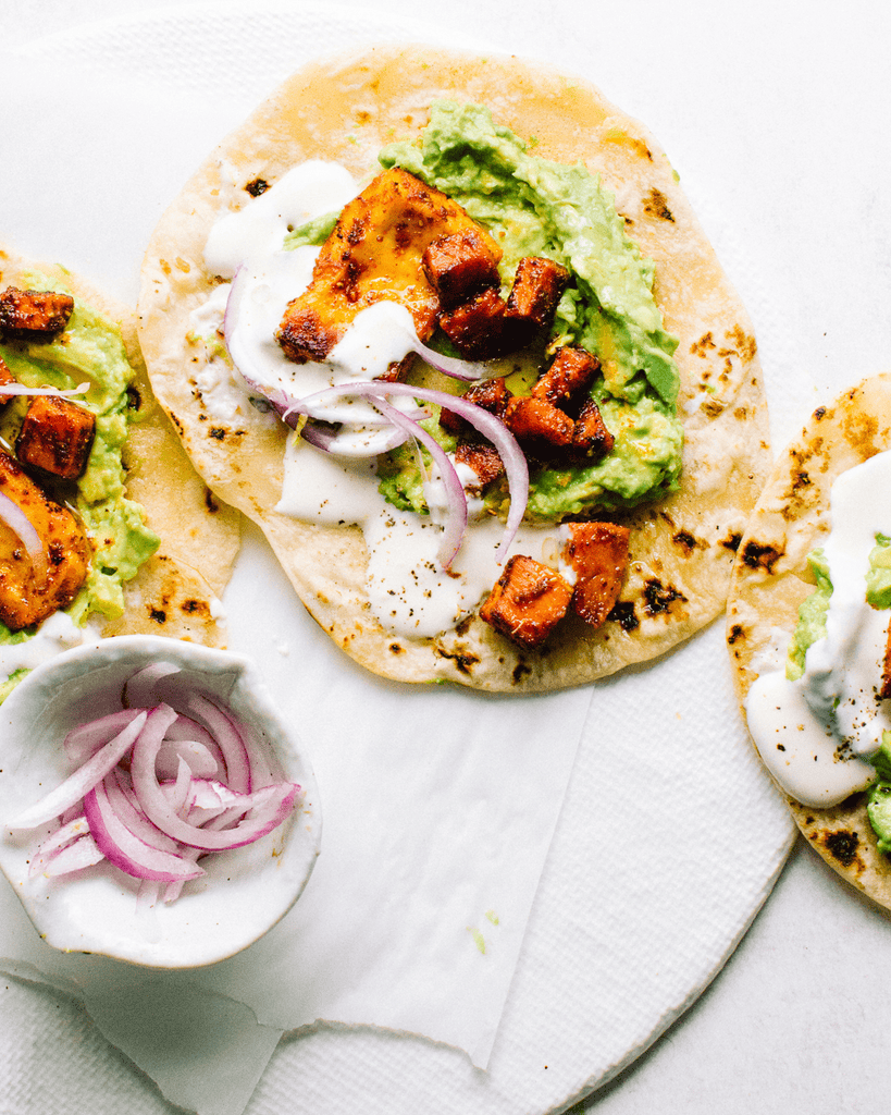 Sheet Pan Halloumi Sweet Potato Tacos